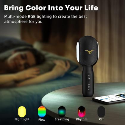 Imagem de Microfone de karaokê Bluetooth sem fio StageSound com luzes RGB