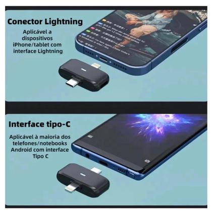 Imagem de Microfone de lapela 2in1 tipo c e lightning a'gold profissional