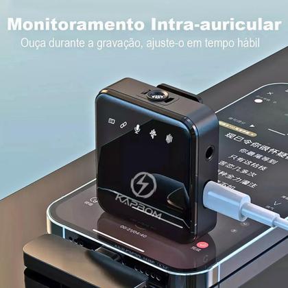 Imagem de Microfone de Lapela Bluetooth Conexão Tipo-C e Lightning Kapbom KA-R10
