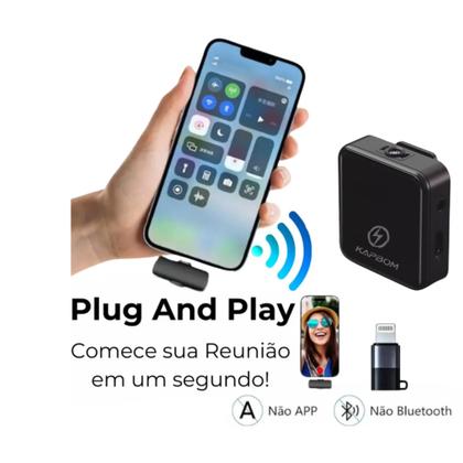 Imagem de Microfone de Lapela Bluetooth Conexão Tipo-C e Lightning Kapbom KA-R10