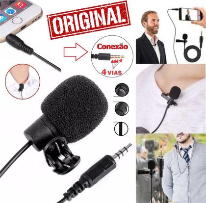 Imagem de Microfone de Lapela Profissional Para Celular Smartphone Iphone Android Universal Stereo Gravação de Vídeos Original P3