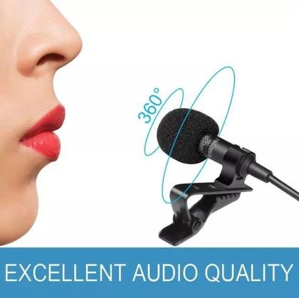Imagem de Microfone de Lapela Profissional Para Celular Smartphone Universal Stereo Gravação de Vídeos Original P3