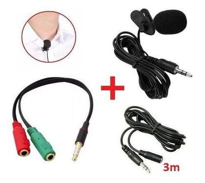 Imagem de Microfone De Lapela Profissional Para Celular Universal Android Iphone + Cabo Extensor Gravação de Vídeo Stereo Youtuber