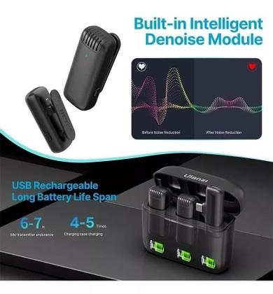 Imagem de Microfone De Lapela Sem Fio Com Case De Carregamento Celular