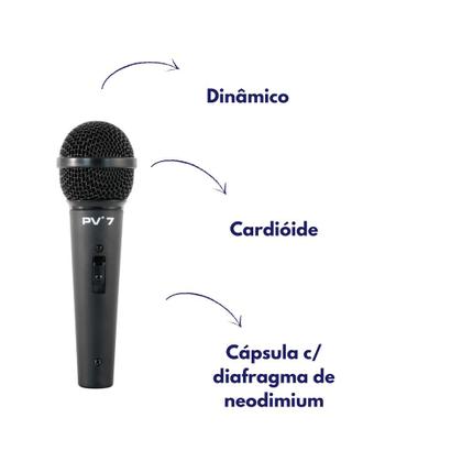 Imagem de Microfone DE MÃO dinâmico cardióide C/ Cabo 5 mts. Peavey Pv-7