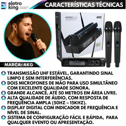 Imagem de Microfone de Mão Duplo AKG Sem Fio Profissional WP300Dual Bastão Dinâmico Cardióide Antena Dupla