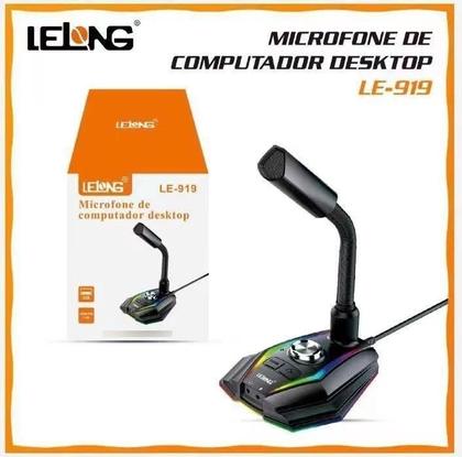 Imagem de Microfone De Mesa Gamer Jogos Com Led Rgb Lelong Usb Le-919