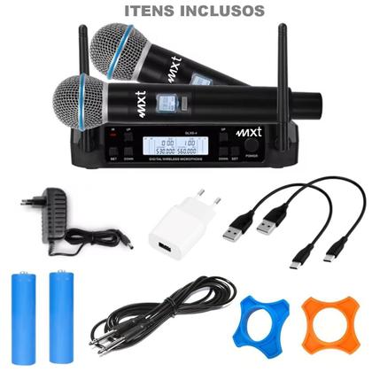 Imagem de Microfone Digital Uhf Sem Fio Duplo De Mão Para Caixa De Som Mxt
