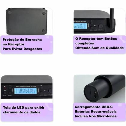 Imagem de Microfone Digital Uhf Sem Fio Duplo De Mão Para Caixa De Som Mxt