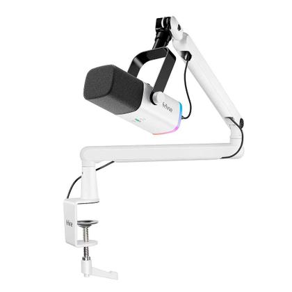 Imagem de Microfone Dinâmico FIFINE USB/XLR Com Braço RGB Branco TAM8W