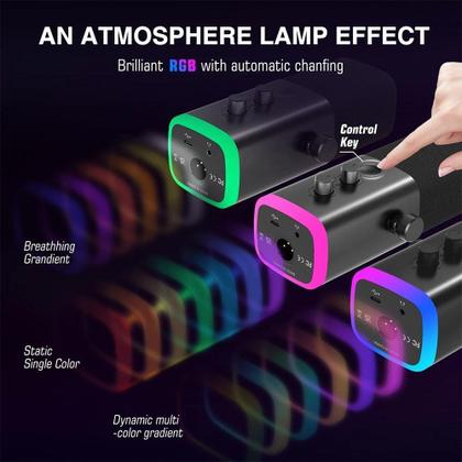 Imagem de Microfone Dinâmico Gamer Fifine Ampligame, RGB, Cardióide, USB-C, Anti-Ruído, Para Streaming, Preto - AM8