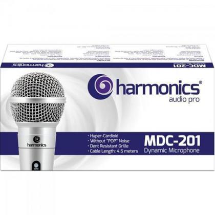 Imagem de Microfone Dinâmico Supercardióide Cabo 4,5m MDC201 Prata HARMONICS