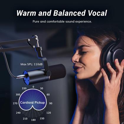 Imagem de Microfone dinâmico TONOR TD510+ XLR/USB para podcast branco
