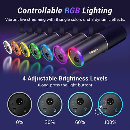 Imagem de Microfone dinâmico TONOR TD520S com luz RGB para jogos
