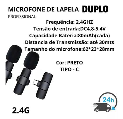 Imagem de Microfone Duplo de Lapela Profissional Android B-Max