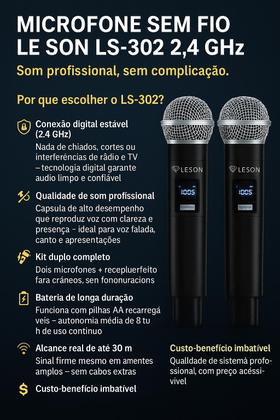 Imagem de Microfone Duplo Dinâmico Le Son Ls302 Pk2.4 Sem Fio Karaoke