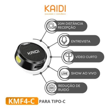 Imagem de Microfone Duplo Kaidi Kmf4-c Wireless Usb-c Para Smartphones Tipo-C