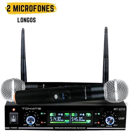 Imagem de Microfone Duplo Profissional sem fio Display Lcd Longo Alcance UHF Palestras Evento Alcance 60m