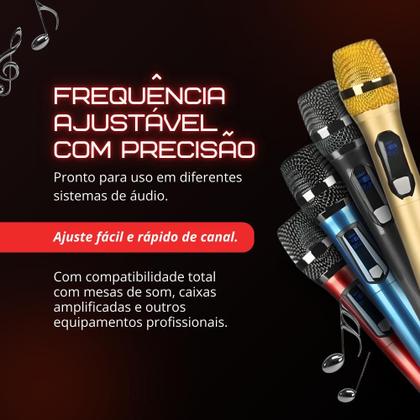 Imagem de Microfone Duplo Profissional Sem Fio Karaoke Bateria Dinâmico Com Espuma