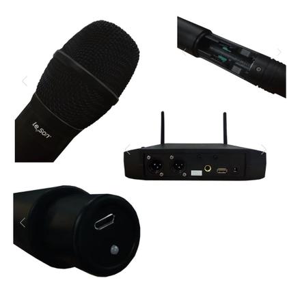 Imagem de Microfone Duplo Sem Fio Digital 32 Frequê Ls916 Leson Preto