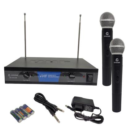 Imagem de Microfone Duplo Sem Fio Dinâmico Wireless Karaokê P10 Vhf