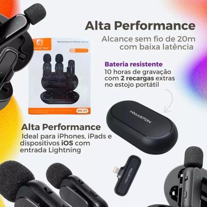 Imagem de Microfone Duplo sem Fio Lapela Bluetooth PC android e iOs