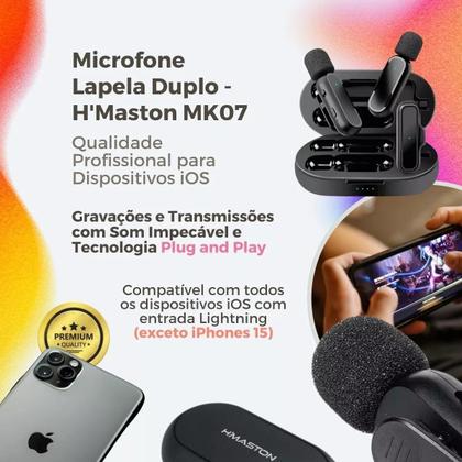 Imagem de Microfone Duplo sem Fio Lapela Bluetooth PC android e iOs