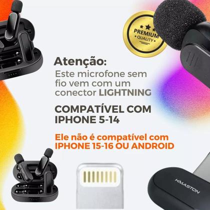 Imagem de Microfone Duplo sem Fio Lapela Bluetooth PC android e iOs