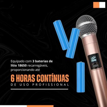 Imagem de Microfone Duplo Sem Fio UHF Profissional, Alta Qualidade, Receptor Com Display LED, Som Nítido, Baterias Recarregáveis, Ideal Para Eventos, Palestras