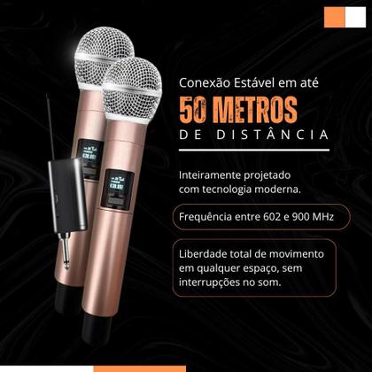 Imagem de Microfone Duplo Sem Fio UHF Profissional, Alta Qualidade, Receptor Com Display LED, Som Nítido, Baterias Recarregáveis, Ideal Para Eventos, Palestras