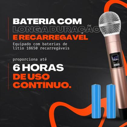 Imagem de Microfone Duplo Sem Fio UHF Profissional, Alta Qualidade, Receptor Com Display LED, Som Nítido, Baterias Recarregáveis, Ideal Para Eventos, Palestras 