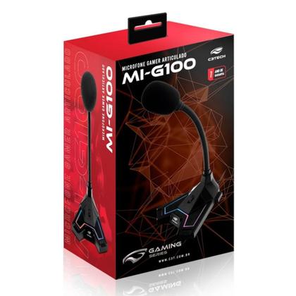 Imagem de Microfone Gamer C3Tech USB 2.0 Omnidirecional 1,6m Preto - MI-G100BK