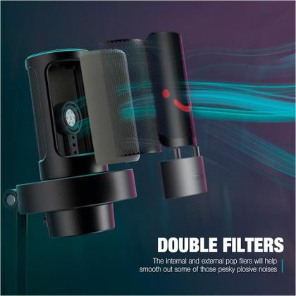 Imagem de Microfone Gamer Condensador Fifine A8T RGB, USB-C, com Braço Articulado, Preto - A8T