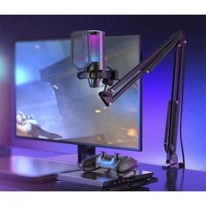Imagem de Microfone Gamer Fifine Ampligame A6T, RGB, USB, Black, Com Braço Articulado