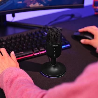 Imagem de Microfone Gamer GXTrust 234 Yunix, RGB, Compacto, Filtro Pop Integrado, Botão de Mudo, USB, Preto - 25372