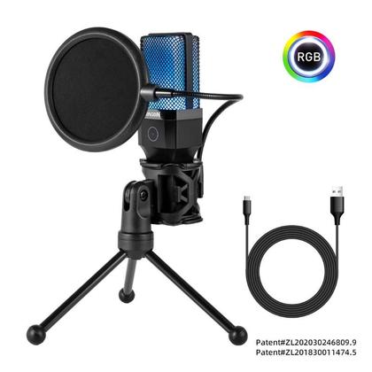 Imagem de Microfone Gamer Redragon Adne RGB Codensador USB C/Suporte E Pop Filter Preto - GM212