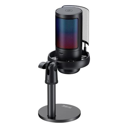 Imagem de Microfone Gamer Rise Mode Elite 05 RGB, USB-C, Condensador, Filtro Anti-Ruído, Preto - RM-ME-05-B