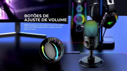 Imagem de Microfone Gamer Usb Mesa Havit Gk52 Rgb Omnidirecional Preto