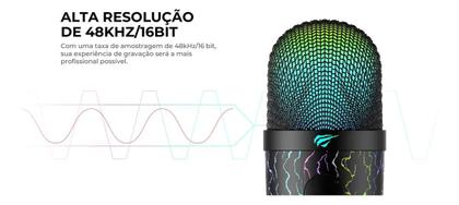 Imagem de Microfone Gamer Usb Mesa Havit Gk52 Rgb Omnidirecional Preto