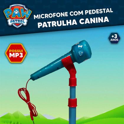 Imagem de Microfone Infantil Patrulha Canina Com Luz Pedestal Ajustavel E MP3 F00891 - Fun