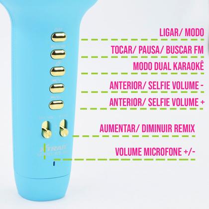 Imagem de Microfone Karaokê Bluetooth C/ Caixa de Som Sem Fio Portátil Recarregável P/ Celular Computador Tablet Efeito de Voz