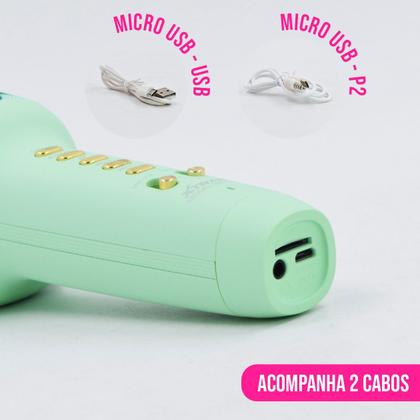 Imagem de Microfone Karaokê Bluetooth C/ Caixa de Som Sem Fio Portátil Recarregável P/ Celular Computador Tablet Efeito de Voz