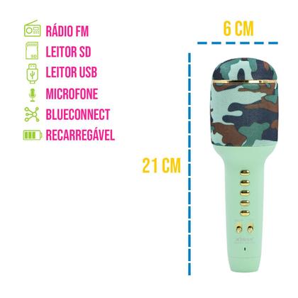Imagem de Microfone Karaokê Bluetooth C/ Caixa de Som Sem Fio Portátil Recarregável P/ Celular Computador Tablet Efeito de Voz