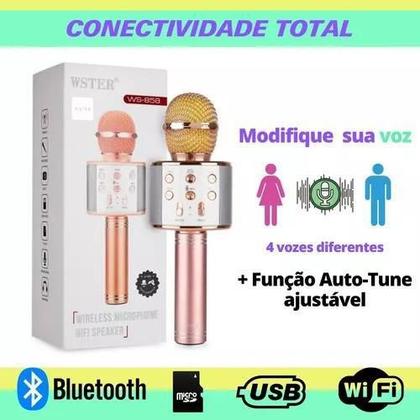 Imagem de Microfone Karaoke Bluetooth Sem Fio Led: Cante Liberdade