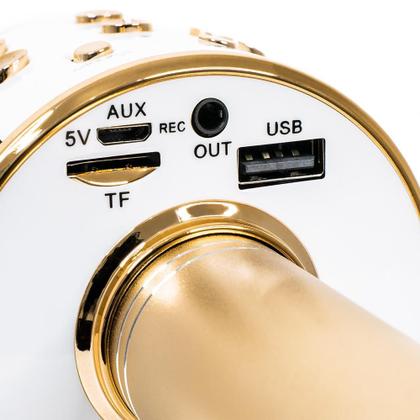 Imagem de Microfone Karaoke Bluetooth Sem Fio Recarregável - Dourado