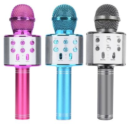 Imagem de Microfone Karaoke caixinha de som recarregavel Bluetooth 2 Alto-Falant Usb Ws-858