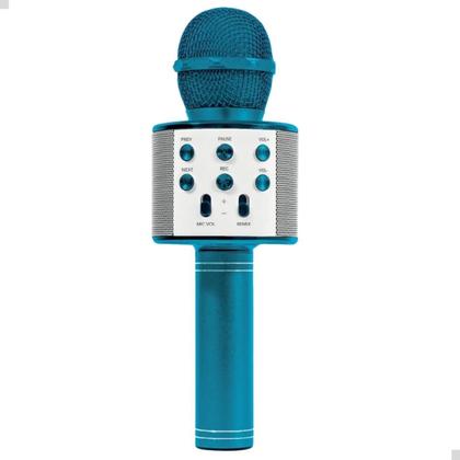 Imagem de Microfone Karaoke Infantil Usb Bluetooth Caixa De Som Azul