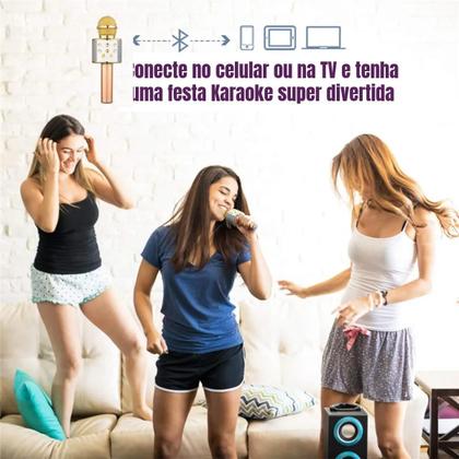 Imagem de Microfone Karaoke Sem Fio Microfone Bluetooth - Dourado