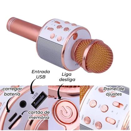 Imagem de Microfone Karaoke Sem Fio Microfone Bluetooth - Dourado