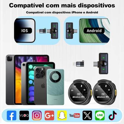 Imagem de Microfone Lapela J6 Imã Sem Fio Duplo Duplo Anti Ruído